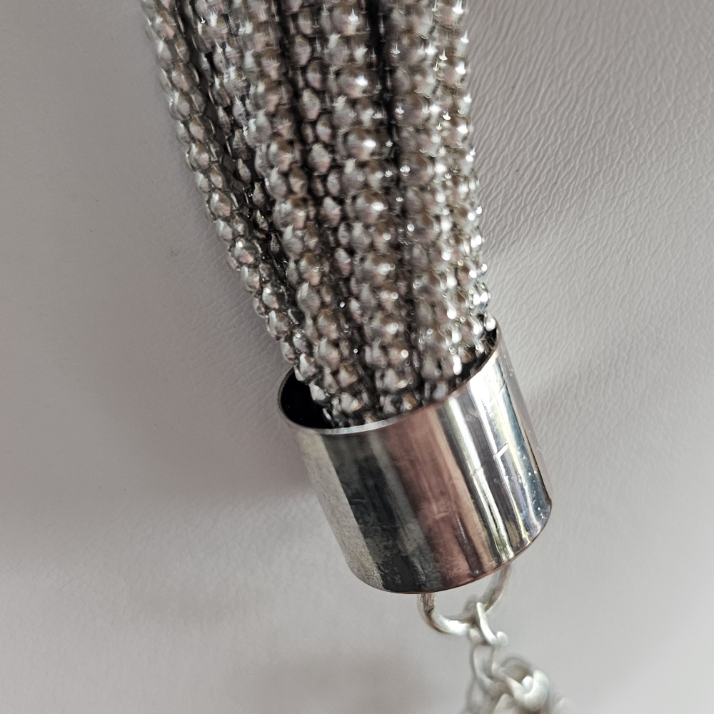 Mesh Multi Layer Silver Necklace - image 4